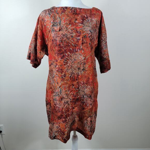 Ali Ro Shift Dress 4 Burnt Orange Crinkled Oversized‎ Quiet Luxury Minimalist - Picture 1 of 13